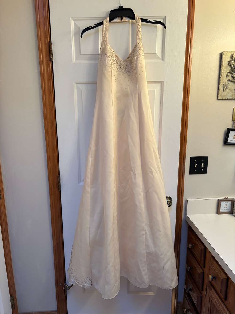 Morgan & Co Butter Yellow Beaded Halter Dress